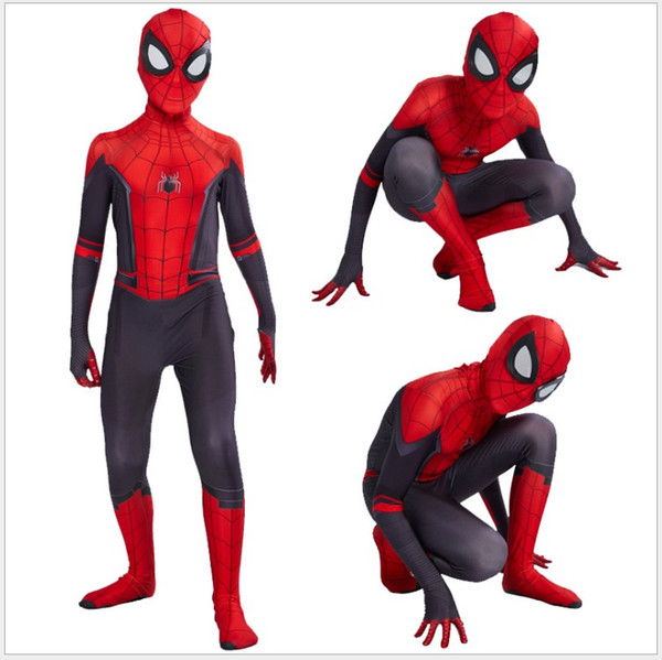 2019 New Arrivals Kids Spider Man Far From Home Peter Parker Cosplay Costume Zentai Spiderman Superhero Bodysuit Suit Jumpsuits