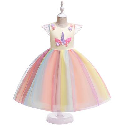 Girl princess tutu dress cute clothtrendy clothing birthday cake skirt ins children clothing unicorn rainbow dress festival costume clothes