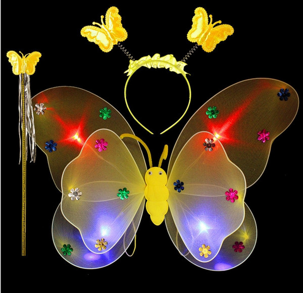 50sets Kid's LED Butterfly Wings Fairy Wings Cosplay Costume Performace Accessory Girls And Boysf Bufandas DHL Free Shipping