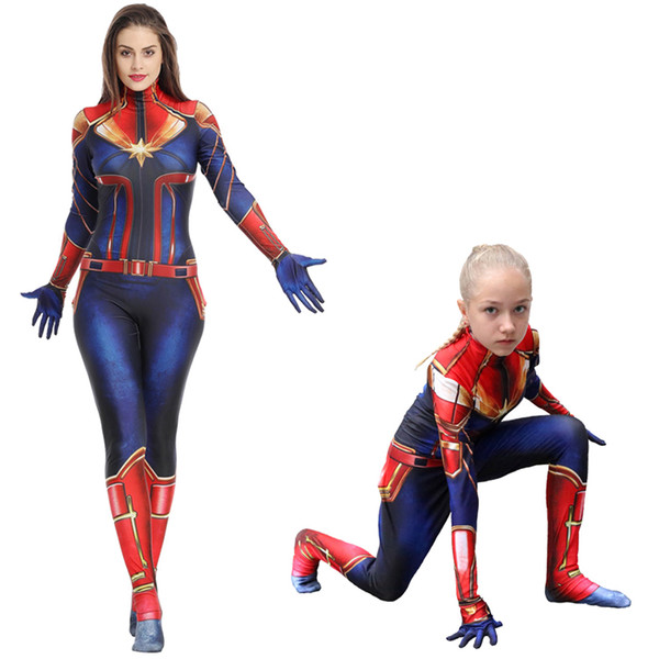 Captain Marvel Cosplay Costumes for Kids & Adult Superhero Clothes Girls One Piece Party Costume Kids Clothing