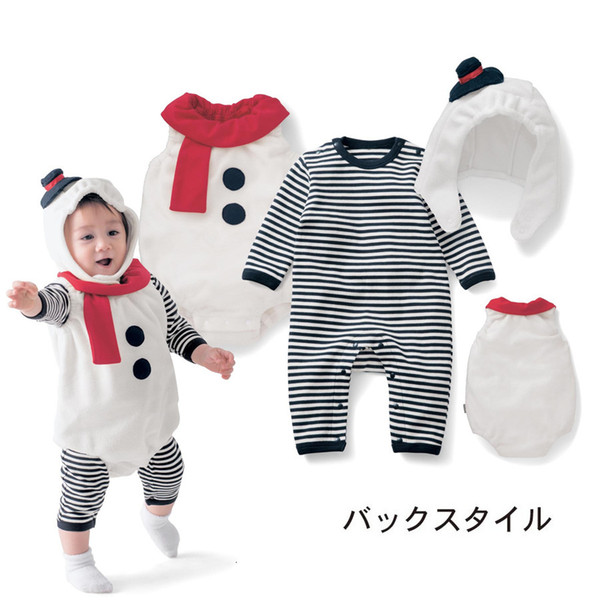 Baby Clothes Three-piece Role-playing Jumpsuit Baby Toddler Christmas Birthday Party Cute Children Christmas Snowman Jumpsuit