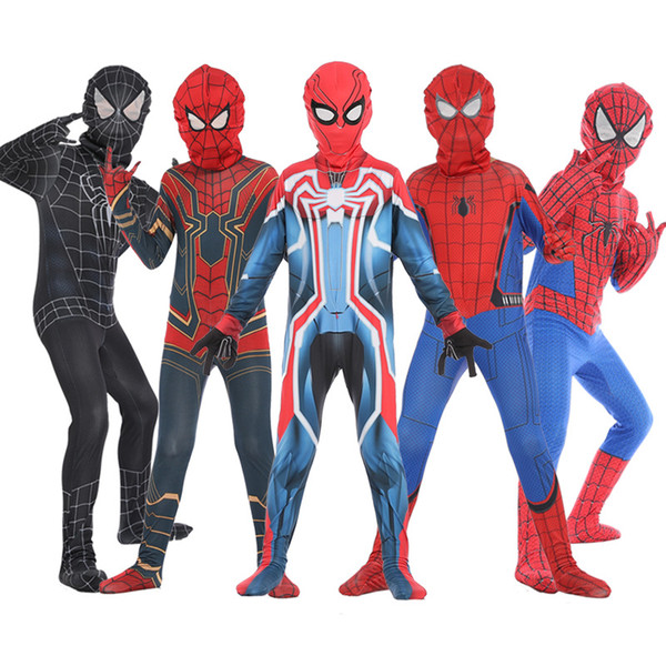 SUNMA 2019 Kids Spider Man Far From Home Peter Parker Cosplay Costume Zentai Spiderman Superhero Bodysuit Suit Jumpsuits