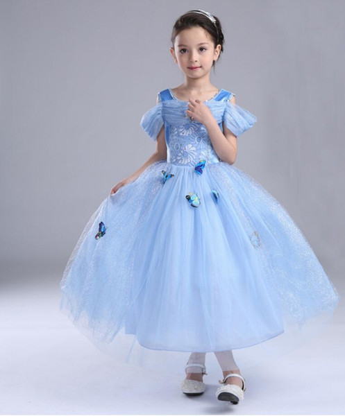 Princess Skirt Butterfly Style Girls' Costume Dress For Halloween Birthday Evening Party Gown Wedding Flower Dress Long/Short Sleeve Dress