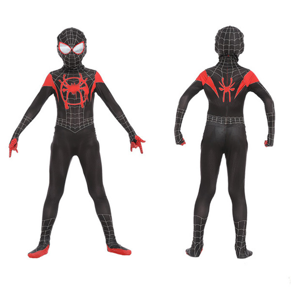 Kids Spider Man One Piece + Mask Cosplay Clothes for Boys Superhero Cosplay Costumes Boys Party Costume Kids Halloween Costume DHL SS82-1