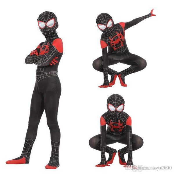 Boys Halloween Spider-Man Into the Spider-Verse Cosplay suits 2019 New Kids Avengers Spiderman costume cosplay clothes+mask 2pcs sets