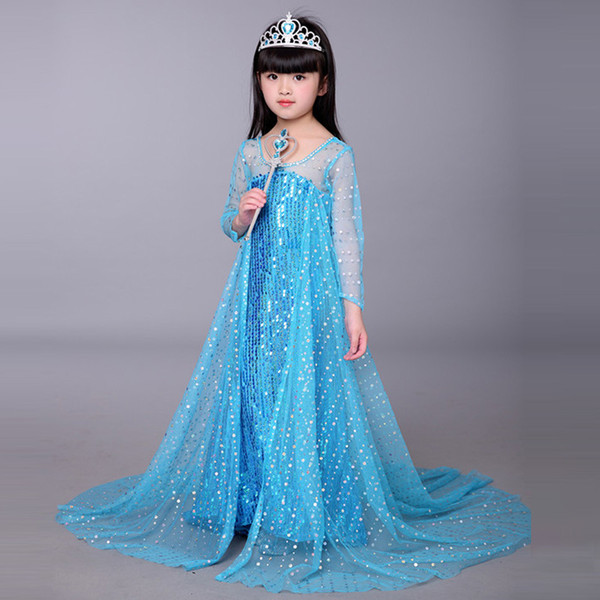 Baby Cosplay Outfits Girl Sequins princes Dress long Sleeve Gauze Cloak floor-length dress Halloween Children's Day Performance Costume M199