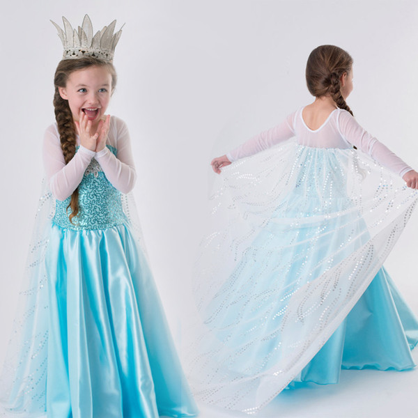 Baby Girls Princess Dress Sequins Diamond Cosplay Clothes Performance Ice Queen Gown Kids Designer Clothes Halloween Party Stage 06