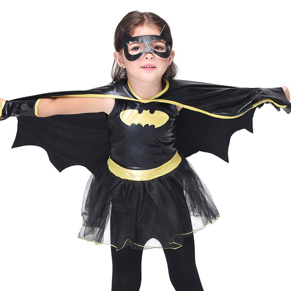 Bat Man Costumes for Children Dance Dress Girls Cosplay Anime Costumes Play Theatrical Costumes Stage Performance Halloween Clothes