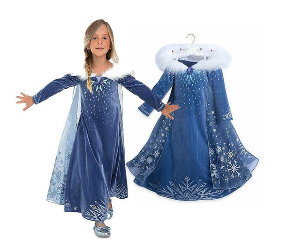 2018 Girl Dress Snowflake Print Princess Skirt Cute Children's Dress Cartoon Princess Skirt 2 Colors Free Shipping