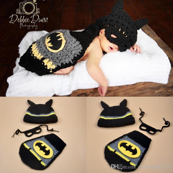 Baby hand-knitted batman conjoined baby photo suit toddler boy designer clothes costume spiderman costume