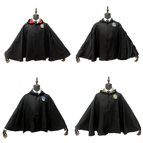 Harry Potter Cloak Cosplay Costume Kids Adult Harry Potter Robe Cloak Hogwarts Hufflepuff Gryffindor Slytherin Ravenclaw Robe HHA1020