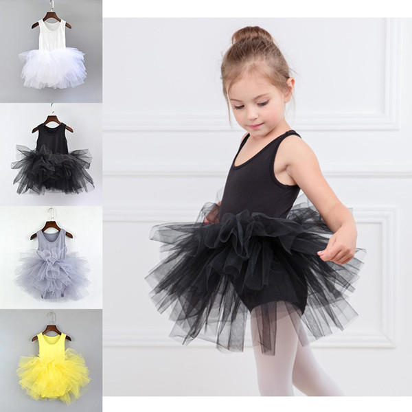 Children girls dancewear Dance skirts Students performance clothing kids Ballet skirt lace Tutu Tulle dress baby Summer Sling dress