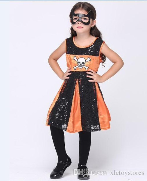 Little Gilr's Holloween Cosplay Color Match Tutu Skirts eye mask Set Kids Festival Costumes children clothing WGZ002