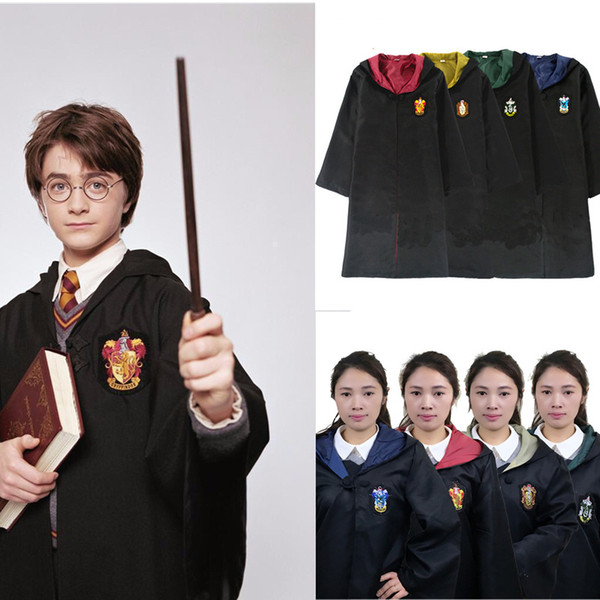 Harry Potter Robe Cloak Cape Cosplay Costume Kids Adults Unisex Gryffindor school Uniform clothes Slytherin Hufflepuff Ravenclaw Halloween