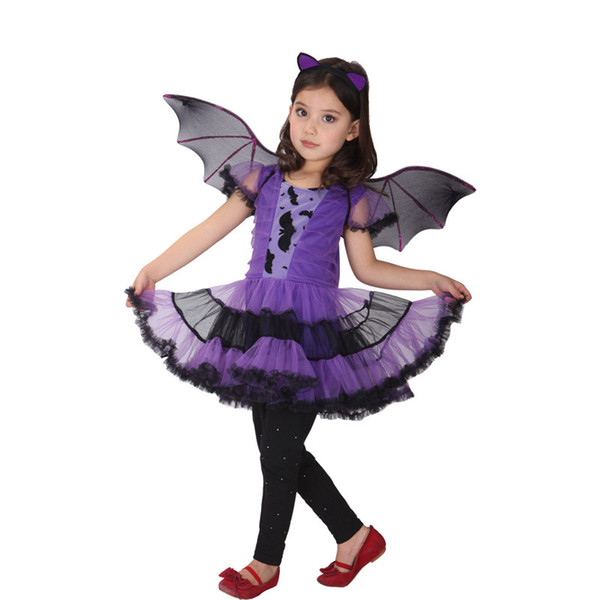 Shanghai Story Fancy Masquerade party cosplay purple dress Vampire costume Halloween evening party costume with wing headband