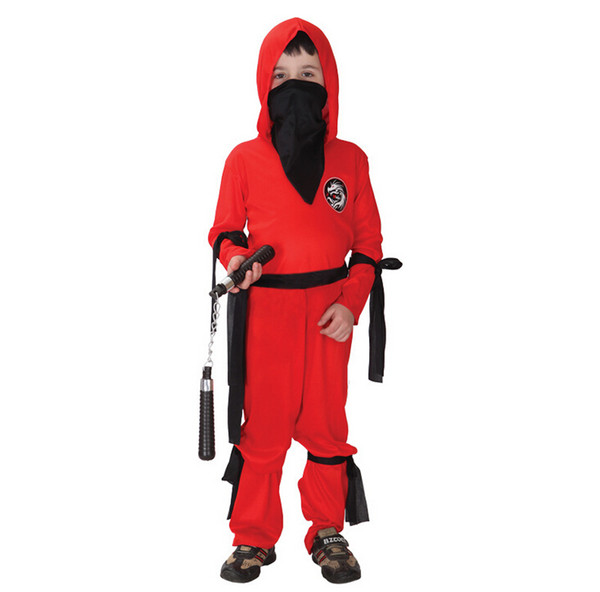 Shanghai Story Super handsome red ninja warrior costumes, Halloween party costume game performance clothing for kids