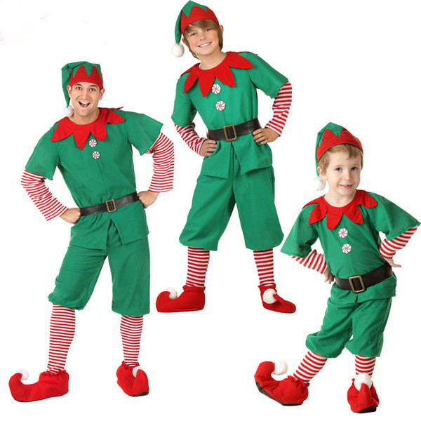 Popodion Christmas Costume Children Christmas Elf Costume Cosplay Male Green Christmas Costume COP40001