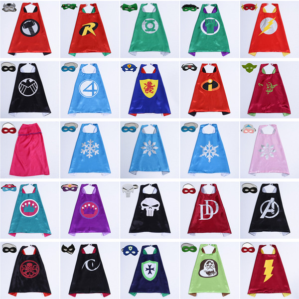 101 Styles 70*70cm Double layer Super Hero Children Cape with Mask kids baby Cosplay Cape for Christmas Halloween Party Stage Performance