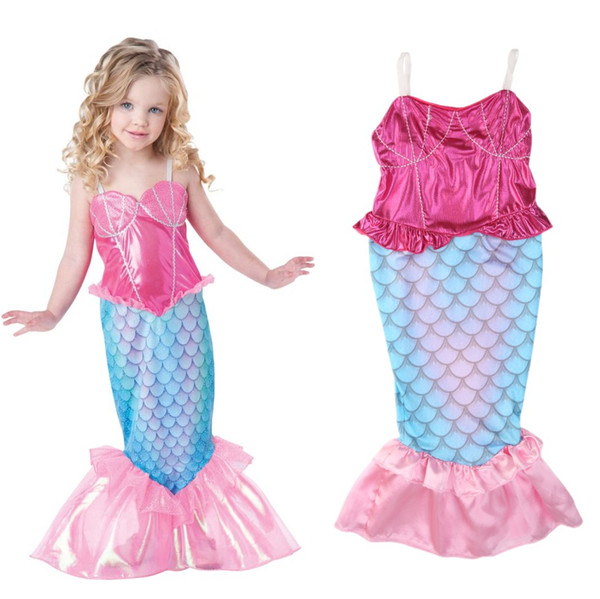 Girl's Mermaid Cosplay dress kids party princess dress Mermaid Costume Perform Clothes kids Christmas Party clothes