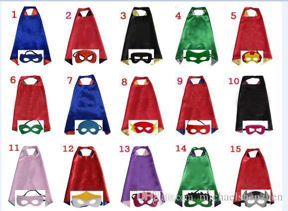 mixed 30design Double side L70*70cm kids Superhero Cosplay Capes and masks cloak