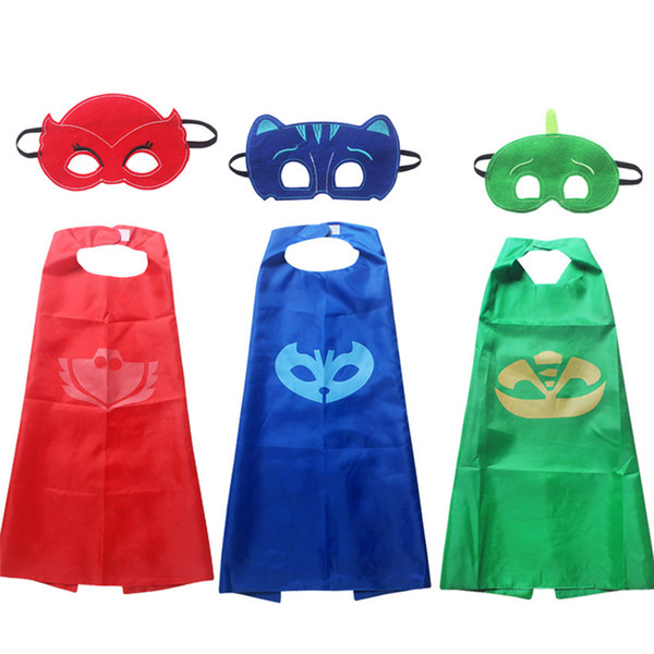 Kids Halloween Party Costume 3 Colors PJ Masks Cloak + Mask 2 Pieces/Sets 3-10 year old Kids Halloween Cosplay Gifts Kids Toys LA977