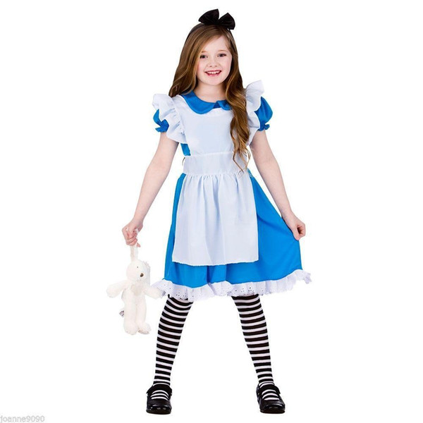 Alice In Wonderland Baby girls Alice princess dress summer cotton Children Alice in Wonderland Halloween cosplay costume