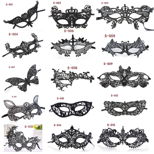 Halloween Sexy Masquerade Masks Black Lace Masks Venetian Half Face Mask for Christmas Cosplay Party Night Club/Ball Eye Masks V15051403