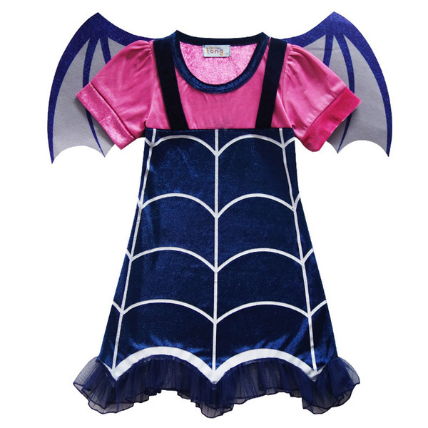 New Vampirina Cartoon Half Sleeves Costumes Dress For Kids Children Party Celebration With Hair Band Halloween Stage XMAS Clothing HH7-332