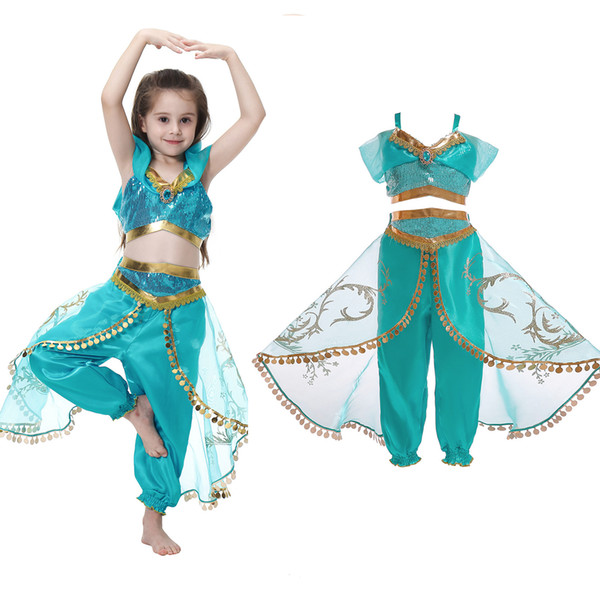 Children's clothing new set kids costumes Aladdin magic lamp jasmine cosplay princess dress party imitation free shipping