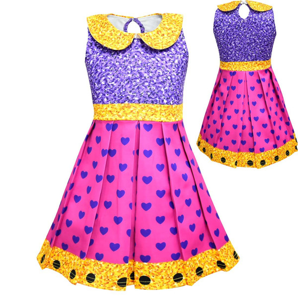 Girls Surprise Princess Dresses Stage Show Cosplay Costume Kids Cartoon Sleeveless Summer Lapel Dresses Tollders Party Dress Children Skirt