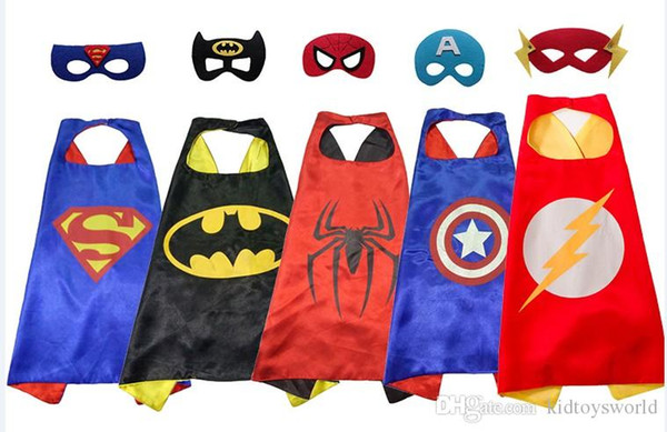 2018 kids super hero capes 1 Cape+1 Masker chrismas gift boy children supe rhero spide rman vader super hero cape mask free shipping