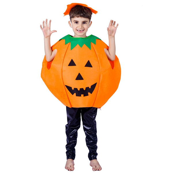 Halloween Children Pumpkin Costume Fancy Dress Halloween Party Pumpkin Cloak Cosplay Costumes Non-woven Loose Kids Show Suit Outfit