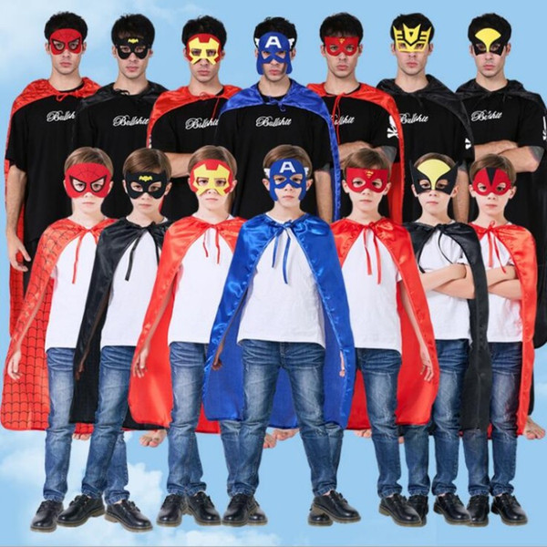 2018 new one-layer 70*70CM Super hero Capes and mask set Superhero cosplay capes+mask Halloween Pumpkin cape mask for Kids 2pcs/set DHl