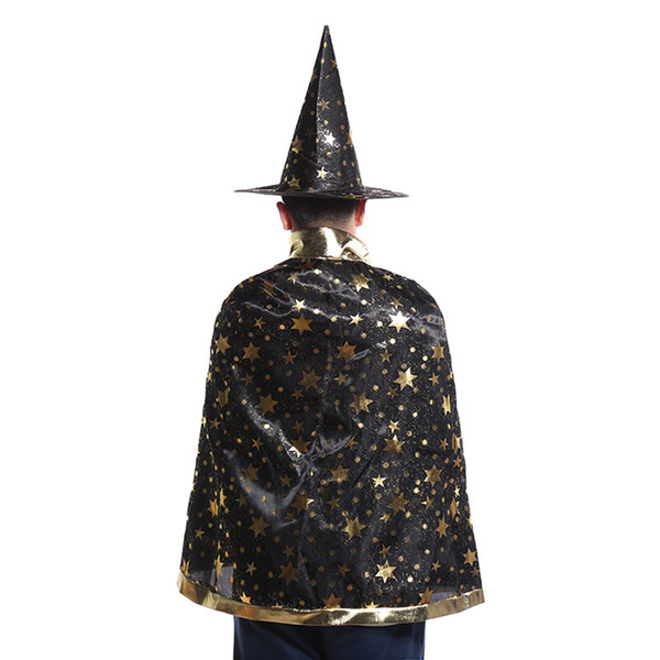 7 Colors New Fashion Cute Halloween five-pointed star costumes Wizard Witch Hat Party Cosplay Props Clear Hats for Kids Clacks