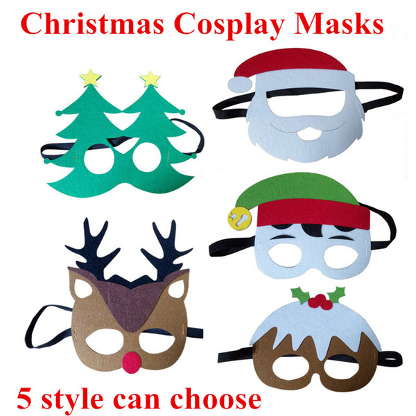 5 Styles Christmas Theme Masks Santa Claus Christmas Tree Elk Joker Masks kids Masquerade Costumes Cosplay Festival Party Supplies