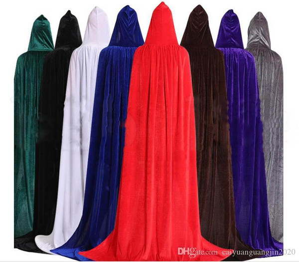 Medieval Velvet Hooded Cloak Long Robe Halloween Witchcraft Larp Capes Christmas Halloween Cosplay Costumes cape