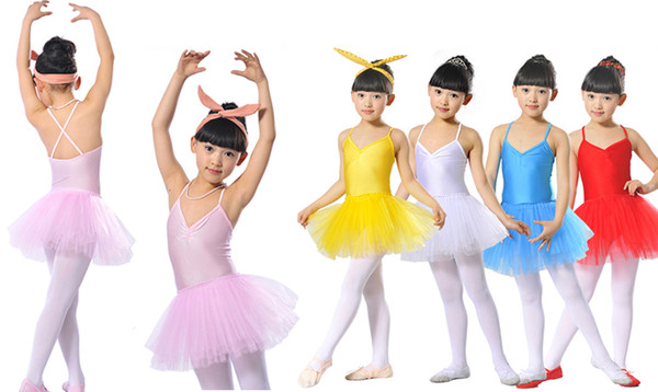 Wholesale Cheap Price child kids girls red pink yellow white blue ballet dance dress tutu skirt costume dancewear costume 2-12 years