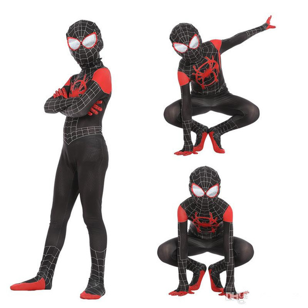 Boys Halloween Spider-Man Into the Spider-Verse Cosplay suits 2019 New Kids Avengers Spiderman costume cosplay clothes+mask 2pcs sets T0136