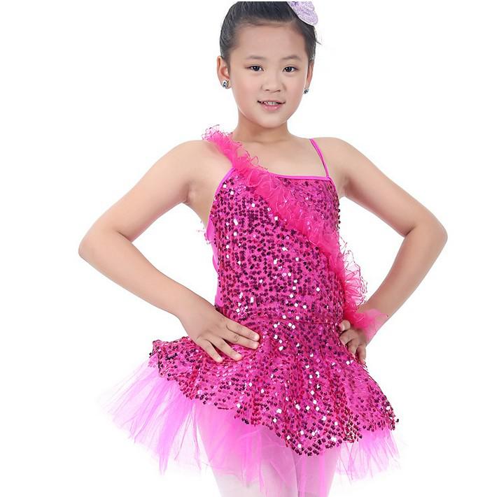 Paillet Suspender Gilrs Dance Dress Girl's Modern Ballet Swan Dresses TutuTulle Gauze Dressy Children DanceWear Performance Clothing J0722