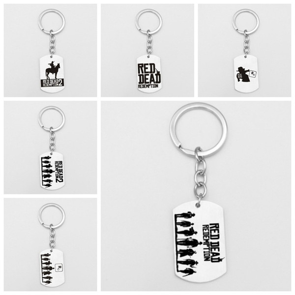 Game Red Dead Redemption 2 Keychain Metal Key Ring Stainless Chain For Men Car Women Bag Jewelry Chaveiro Key Holder Pendant Kids Gifts Hot