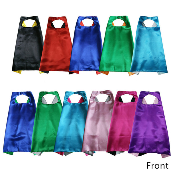 Plain Colors Kids Cape Double Side 2 Layers 70*70cm Satin Costume Halloween Cosplay Capes Good Quality by DHL NC098