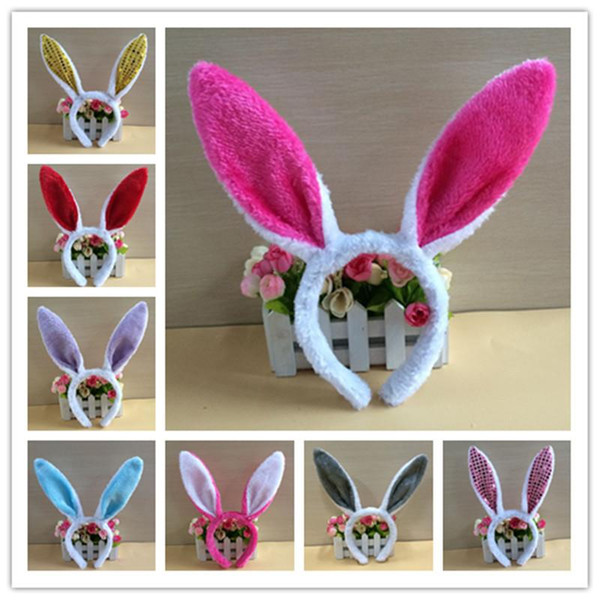 Cute Rabbit Ears Hairband for Kids Adult Easter Fuzzy Sequins Lovely Hair Clasp Party Cosplay Bunny Girl Props Festival Decorations Headwear