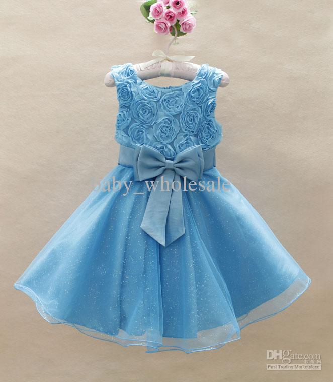 Hot Selling Baby girls Flower dress sundress gilrs party dresses flower child's Dance dress 3-8T Baby Clothing