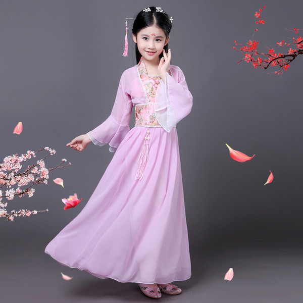 Girls 'summer suits Chinese style clothing Ancient Chinese costumes Children's princess fairy kid clothing Hanfu Performing