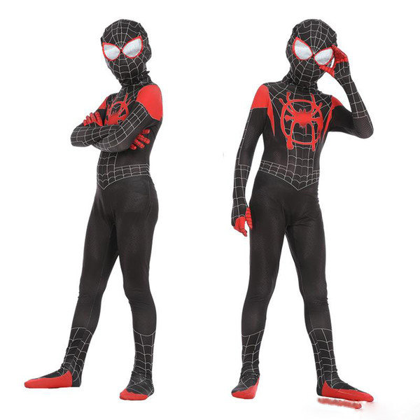 Boys Halloween Spider-Man Into the Spider-Verse Cosplay suits 2019 New Kids Avengers Spiderman costume cosplay clothes+mask 2pcs sets