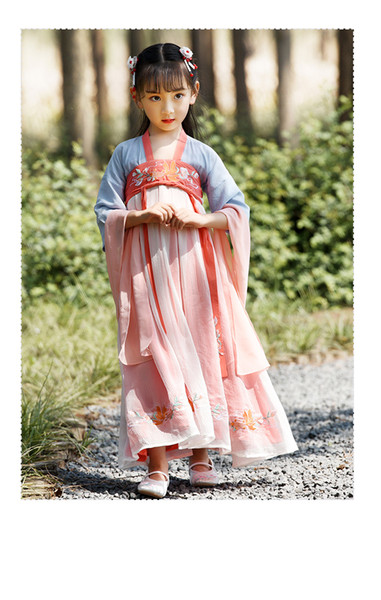 Children hanfu cheekless skirt chunxia big skirt put the world born original Chinese wind girl han improved dress elements