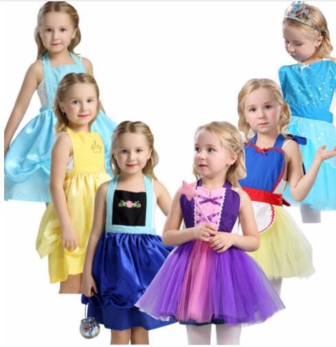 Girls Princess apron dress costume party dress up cosplay outfit christmas dress for baby girls Tutu apron halloween costume KKA6858