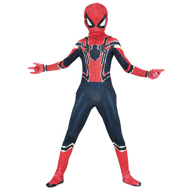 Boys Halloween Nano steel spiderman muscle style Cosplay suits 2018 New Kids Avengers Superhero costume cosplay clothes+mask 2pcs sets B