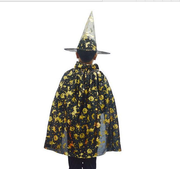 Children witch hat cloak clothes suit Kids Halloween costume and Halloween cosplay kids performance clothing 50set lot Free Shipping