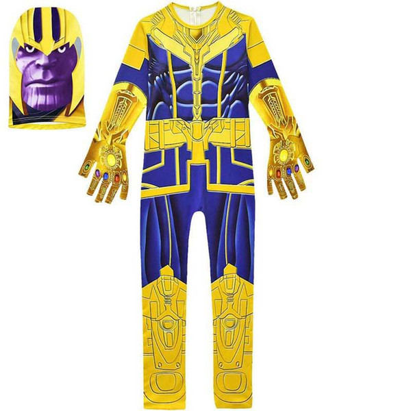 Avengers Alliance 4 Into the Thanos Cosplay suits New Kids Avengers Thanos costume cosplay clothes+mask 2pcs Conjoined Party Dresses